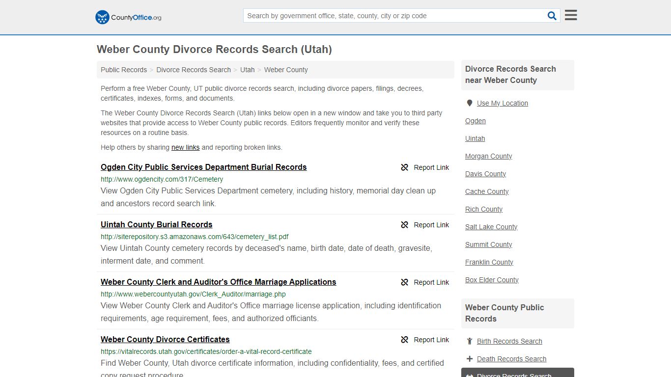Weber County Divorce Records Search (Utah) - County Office